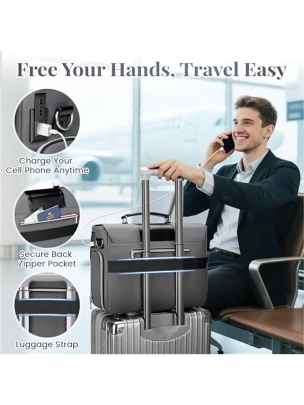 Mens Business Briefcase 15.6 Inch PU Leather Messenger Bags Laptop